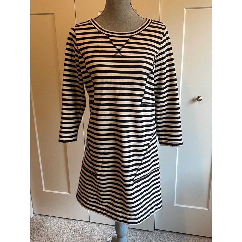 Marc By Marc Jacobs Dress Small Effortless Stripes Shift Jersey 3/4 Sleeve R1